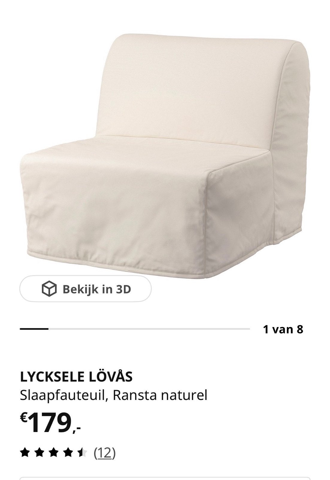 TEAB! Slaapstoel slaapfauteuil - Zo goed als nieuw, Ophalen, 90 cm, Eenpersoons, Wit