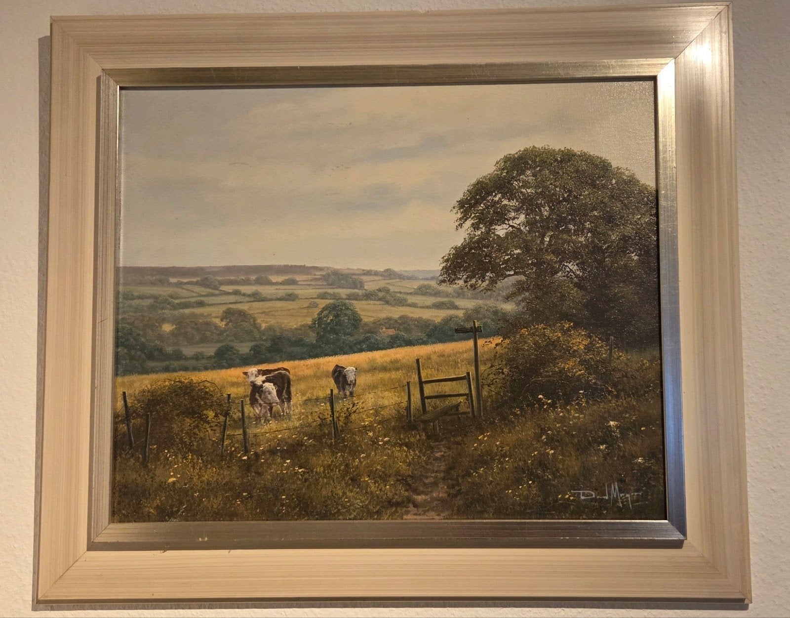 Olieverfschilderij  David Morgan met koeien in landschap, Antiek en Kunst, Kunst | Schilderijen | Klassiek, Ophalen