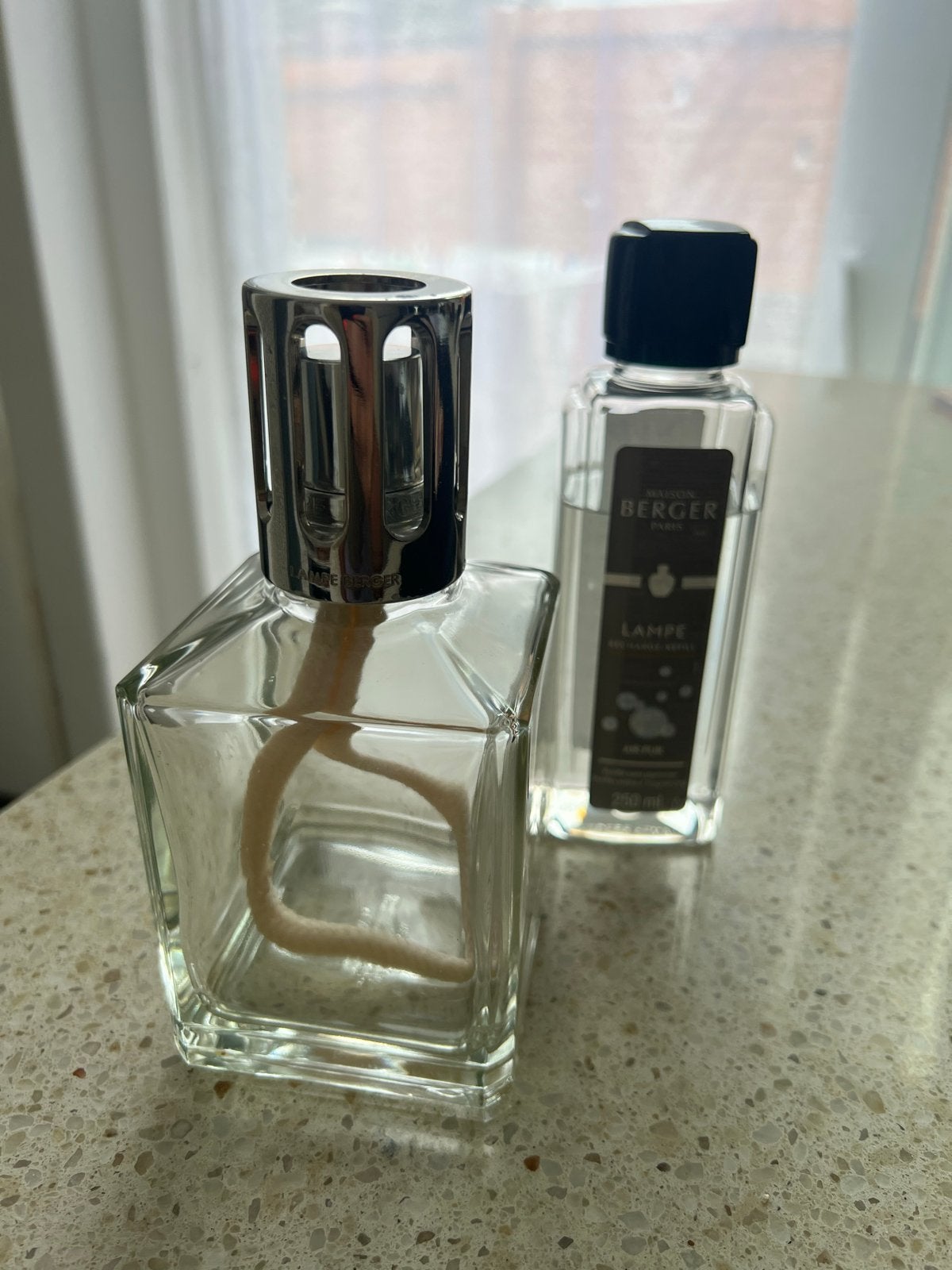 Lampe Berger Paris brander met naturel navulling, Ophalen, Zo goed als nieuw, Glas, Modern