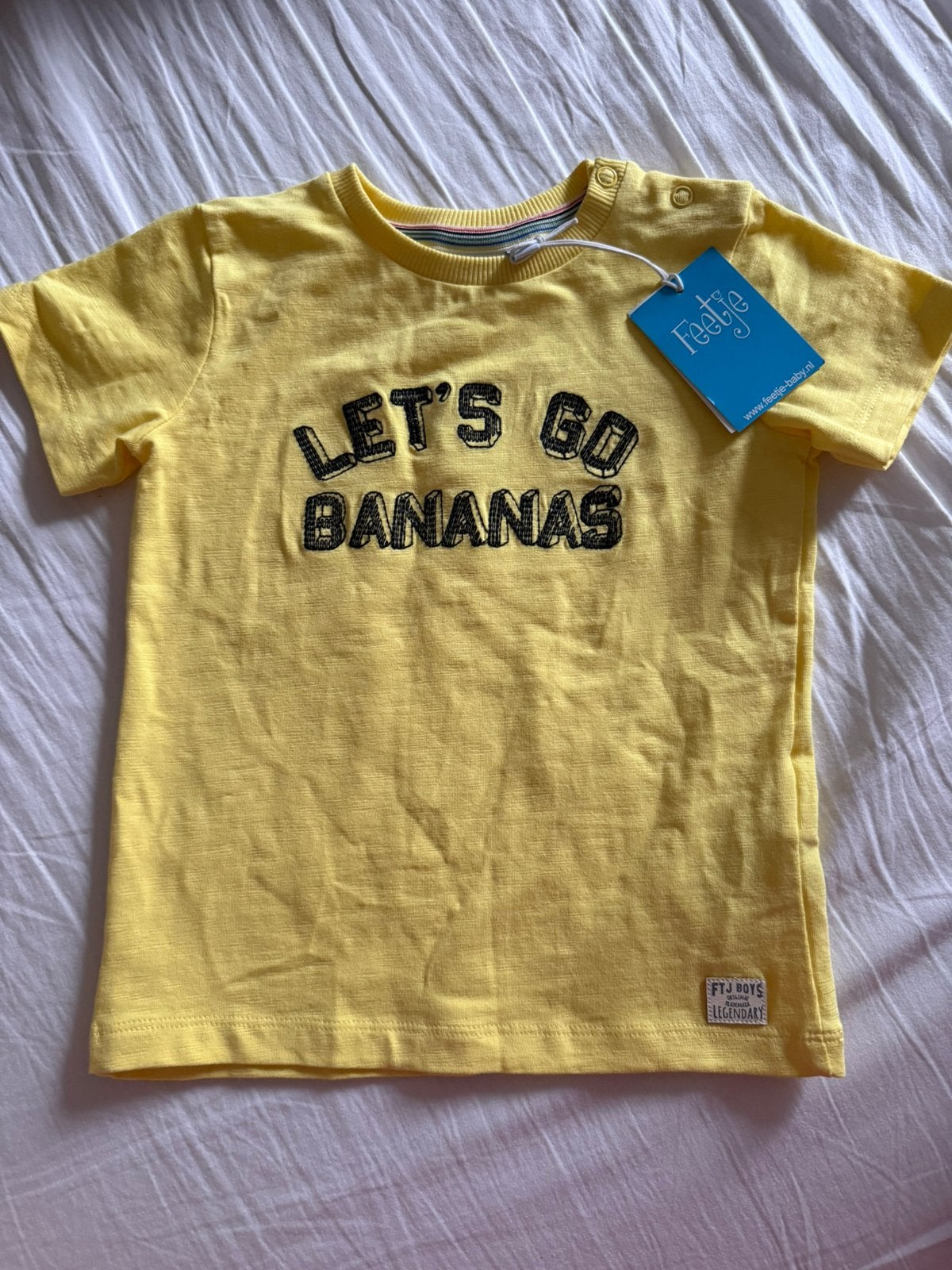 Feetje geel t-shirt mt 86 NIEUW, Kinderen en Baby's, Babykleding | Maat 86, Ophalen of Verzenden, Nieuw, Jongetje, Shirtje of Longsleeve