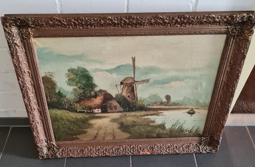 Prachtig groot schilderij - gesigneerd - de Boer, Antiek en Kunst, Ophalen
