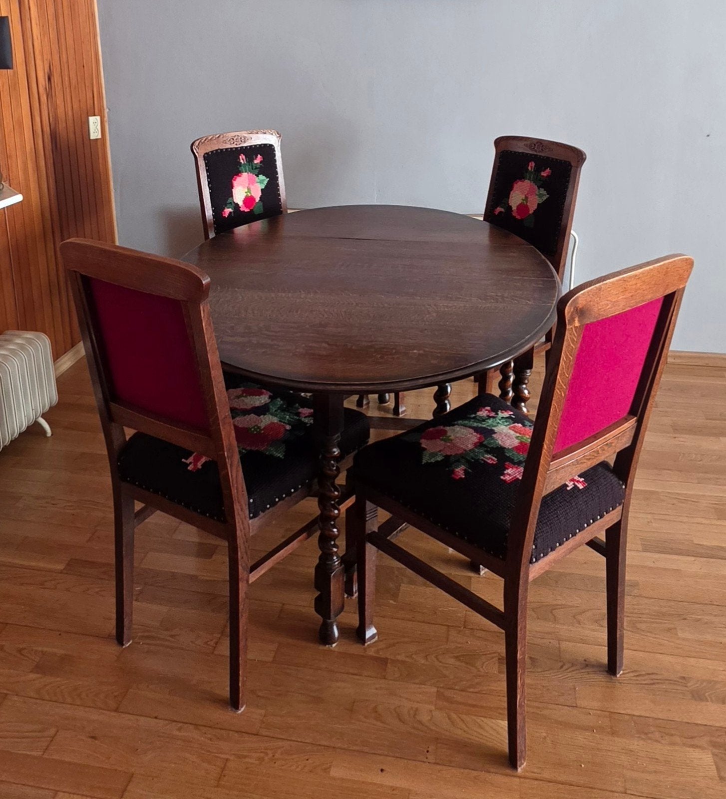 Antieke eettafel met 4 stoelen - inklapbaar tafel, Ophalen