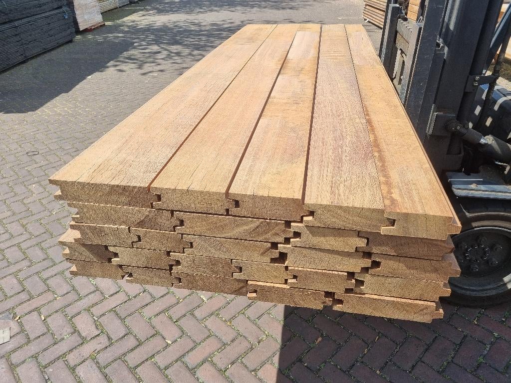 15.21 m2 hardhout vlonderhout / vloerhout 7 cm dik -nr: HP3, Tuin en Terras, Palen, Balken en Planken, Ophalen, Planken, Nieuw