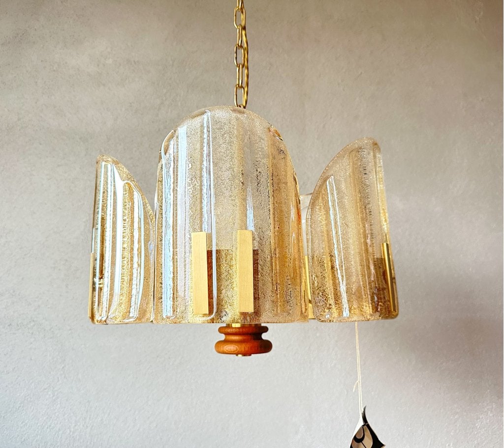 Vintage amber murano kroonluchter, Huis en Inrichting, Lampen | Hanglampen, Niet ingevuld, Mid century, Niet ingevuld, Zo goed als nieuw