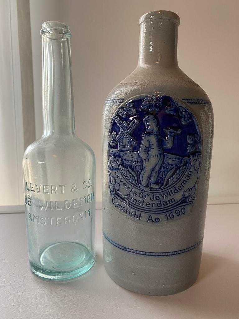 Kruik en fles Levert & Co - De Wildeman jenever Amsterdam, Verzamelen, Ophalen of Verzenden, Zo goed als nieuw, Overige typen