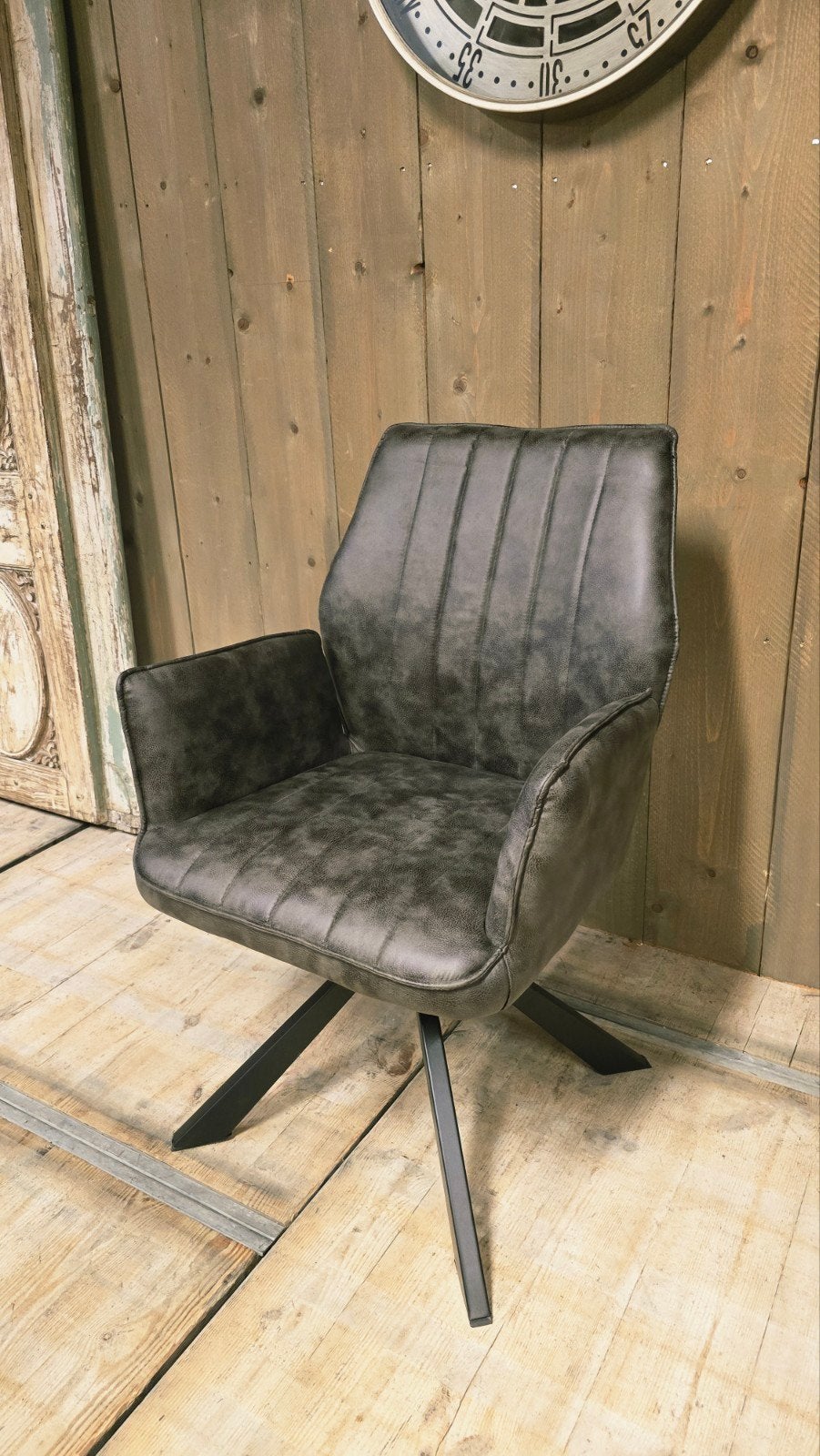 Mooie Eetkamerstoelen Micro leder Antraciet, Groen en Cognac, Huis en Inrichting, Nieuw, Ophalen of Verzenden, Hout, Grijs