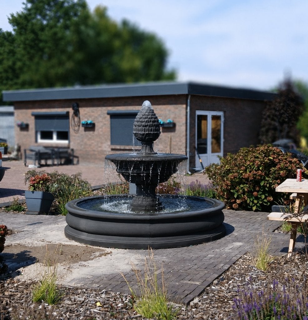 Fontein dennenappel met rand, Tuin en Terras, Waterpartijen en Fonteinen, Ophalen, Nieuw, Beton, Fontein