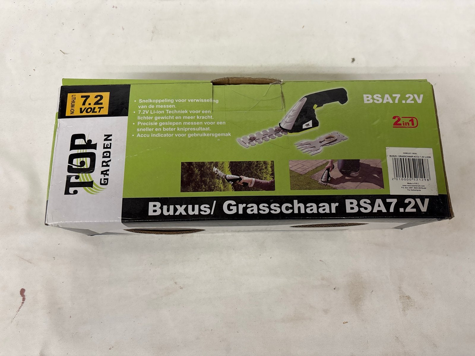 Top Garden Buxus/Grasschaar BSA7.2V - 2-in-1 Accu, Ophalen of Verzenden, Zo goed als nieuw, Accu