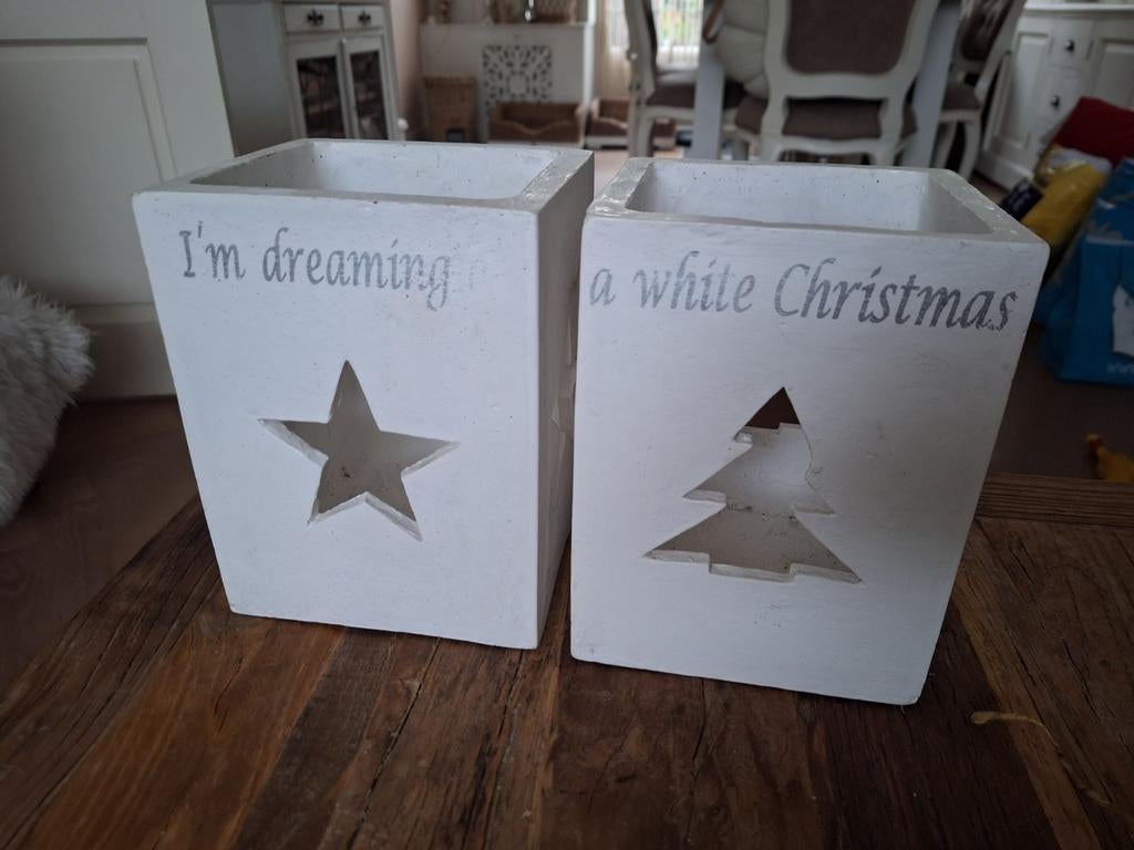 Riviera Maison White Christmas Windlichten, Overige materialen, 25 tot 50 cm, Wit, Ophalen of Verzenden