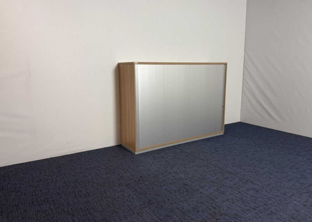 2x Roldeurkast Palmberg, kersen havanna/aluminium, 114 x 160, Ophalen, Gebruikt
