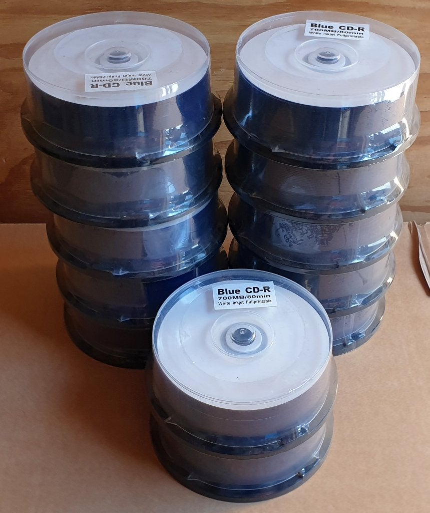 SPINDEL MET 25 STUKS CD-R | WHITE PRINTABLE / BLUE, Ophalen, Nieuw, Cd, Op spindel