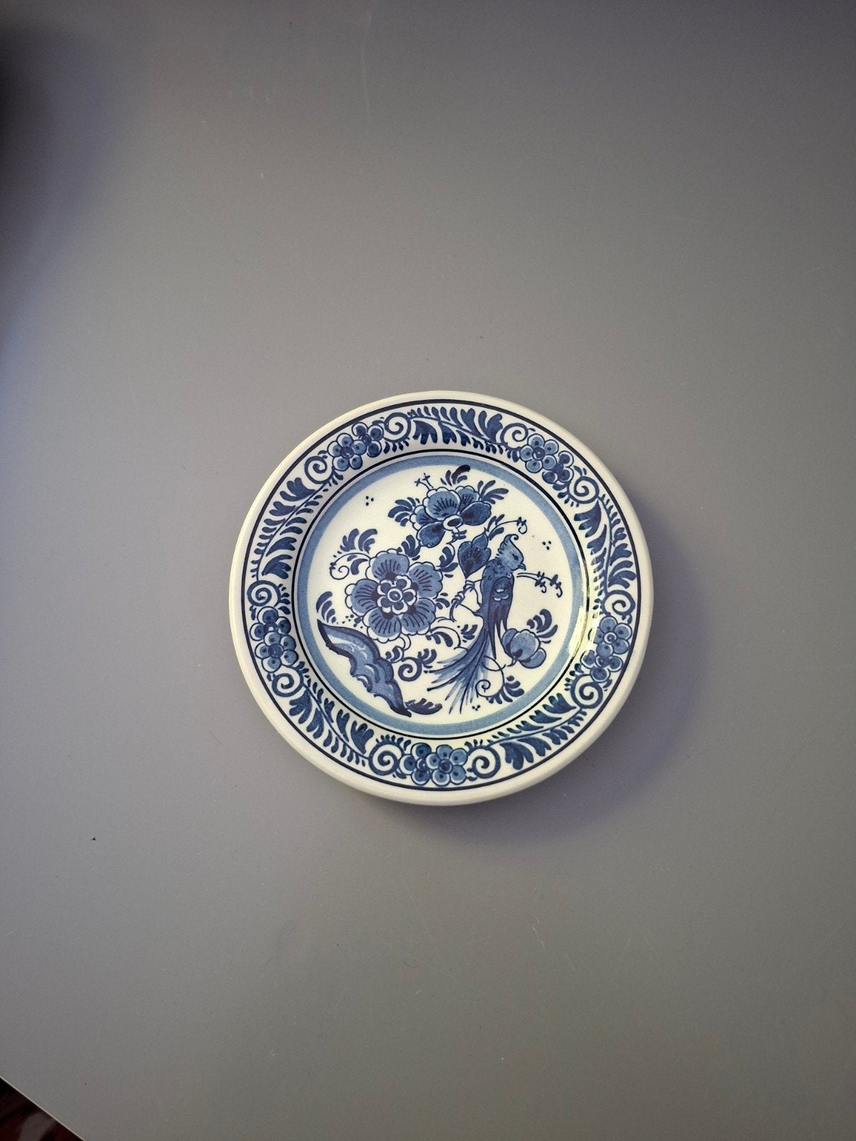 Puntgaaf Delftsblauw Sierbordje met Bloemen en Vogels, Ophalen of Verzenden