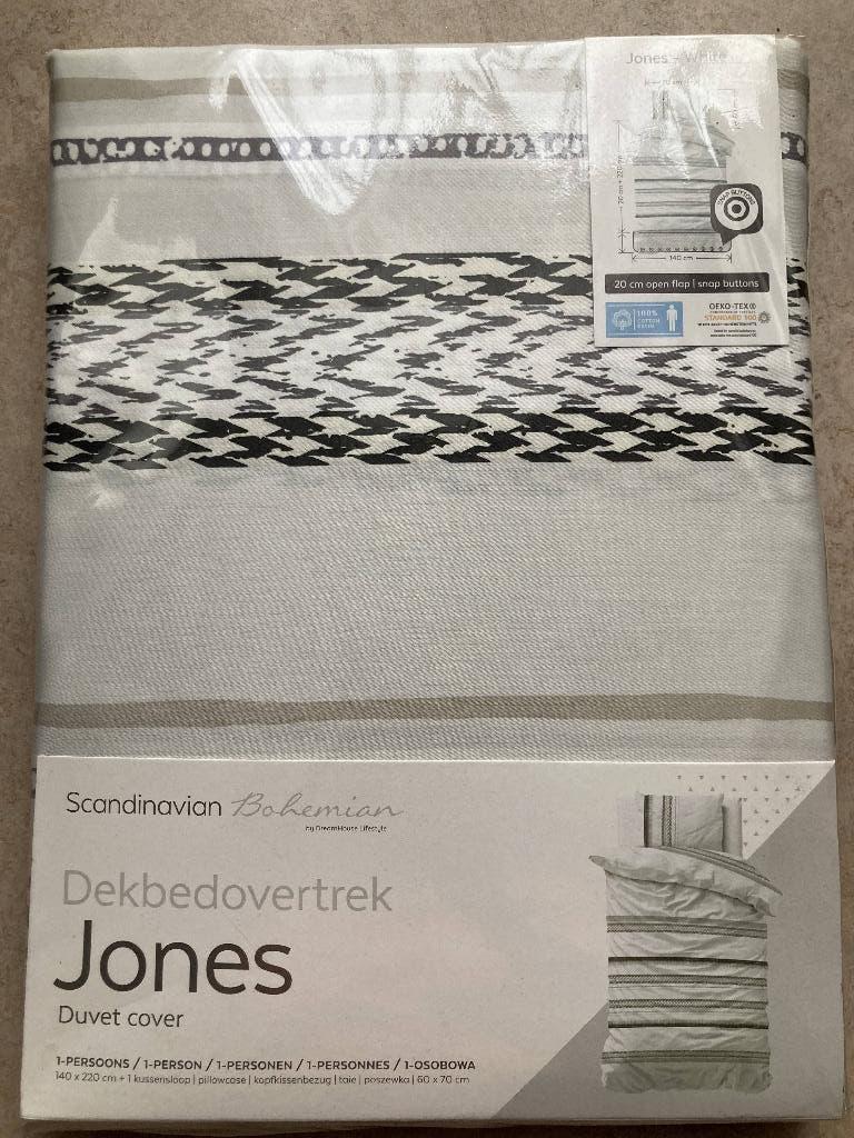 2x 1persoonsdekbedovertrek Jones nieuw, Eenpersoons, Verzenden, Wit, Dekbedovertrek