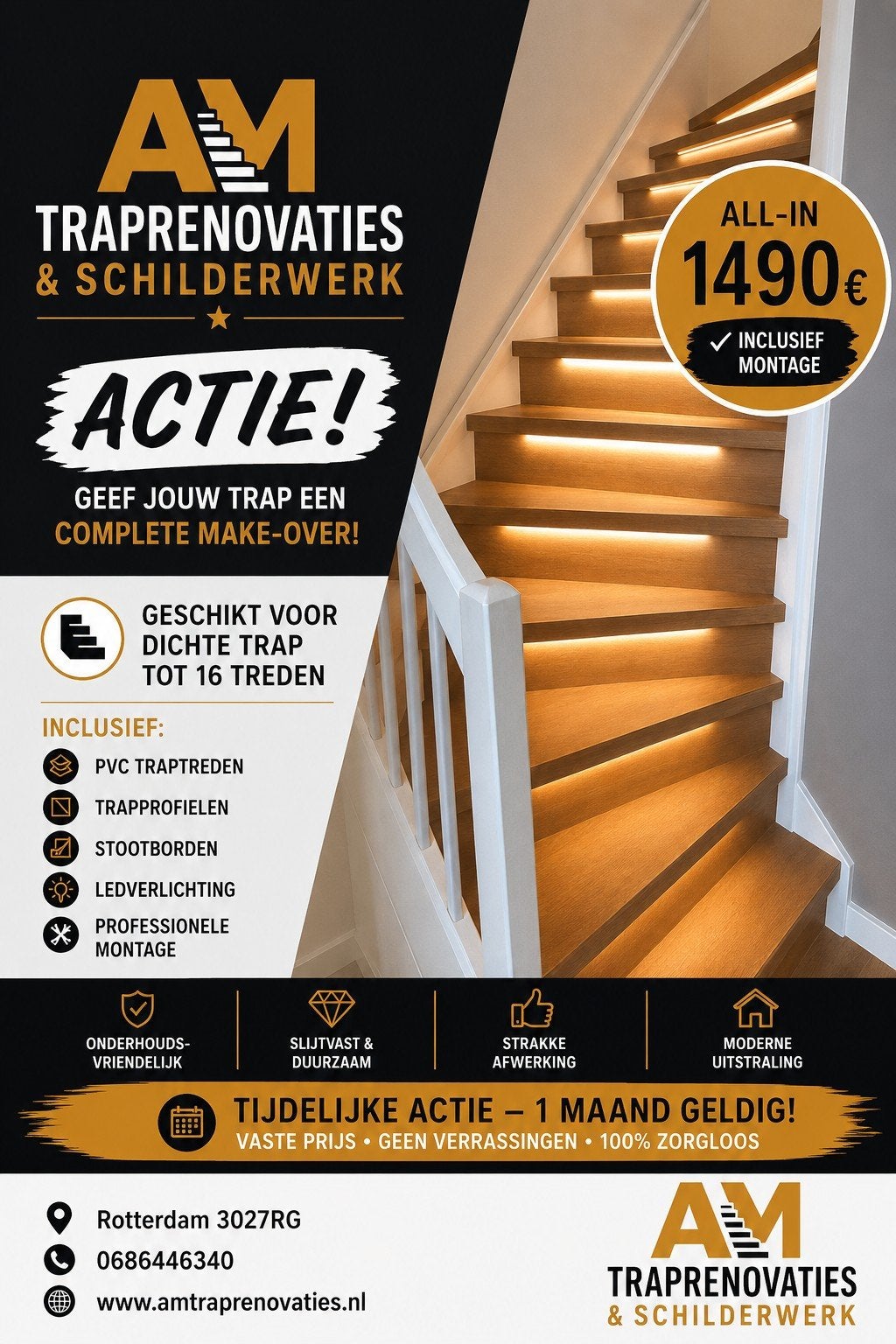 🪜 TRAPRENOVATIE ALL-IN – INCLUSIEF GRATIS TRAPVERLICHTING!, Doe-het-zelf en Verbouw, Ladders en Trappen, Ophalen of Verzenden
