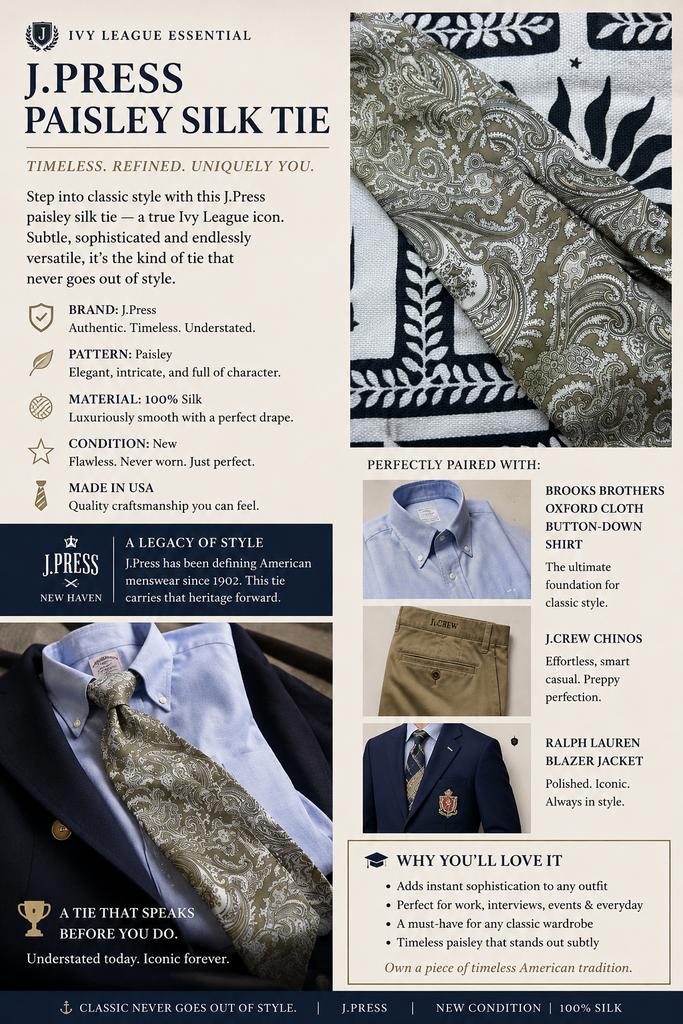 J.Press Ivy League Preppy Stropdas Paisley Brooks Brothers, Kleding | Heren, Stropdassen, Ophalen of Verzenden, Zo goed als nieuw