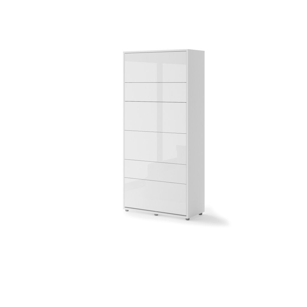 Concept opklapbed verticaal - 90x200 - Wit hoogglans, Niet ingevuld, Niet ingevuld, Niet ingevuld