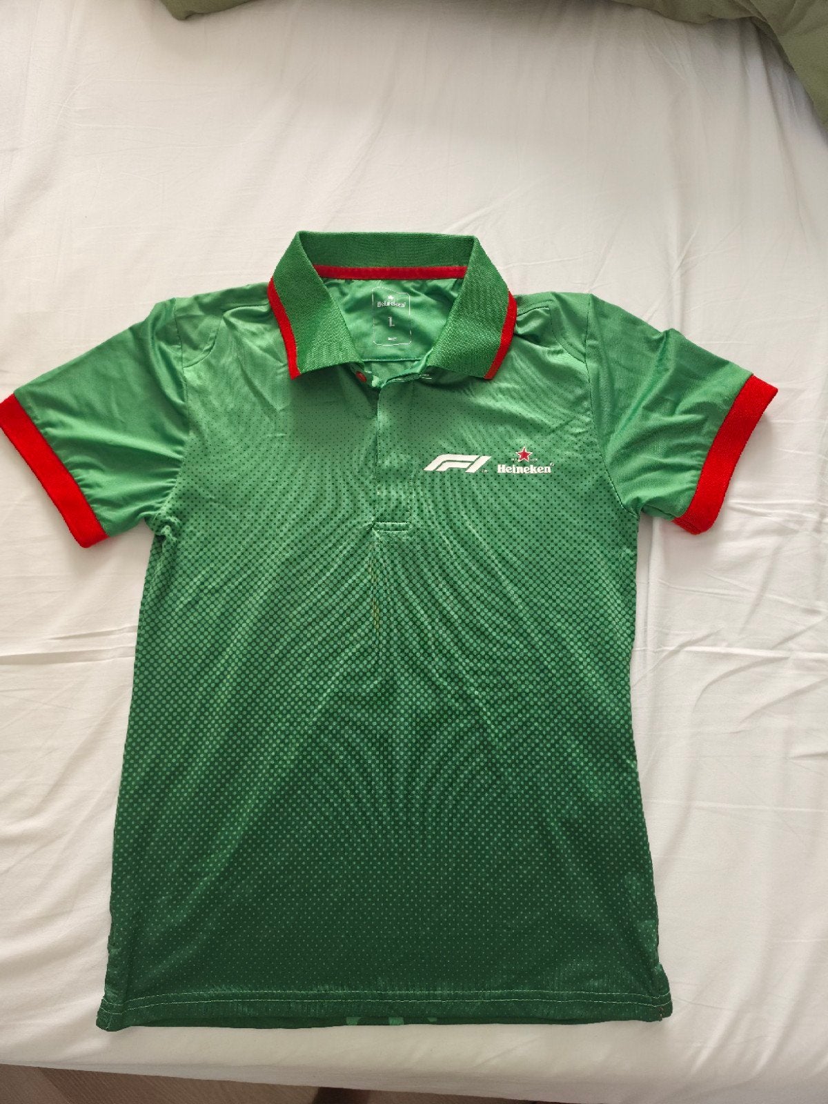 Heineken F1 Polo Shirt maat L vrouwen- Groen met Rood, Ophalen of Verzenden, Zo goed als nieuw, Groen, Korte mouw