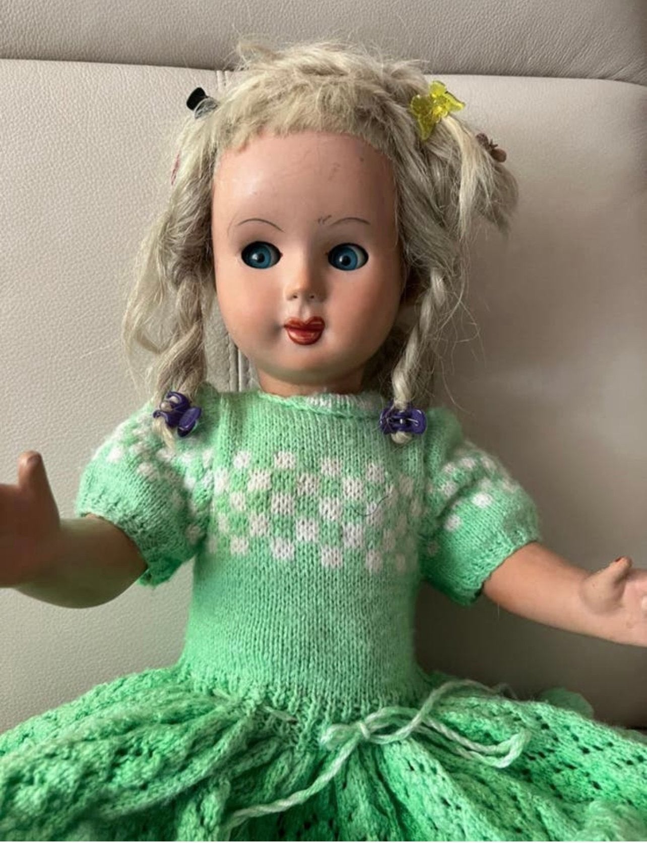 Vintage pop met slaapoogjes, Ophalen of Verzenden, Zo goed als nieuw, Pop