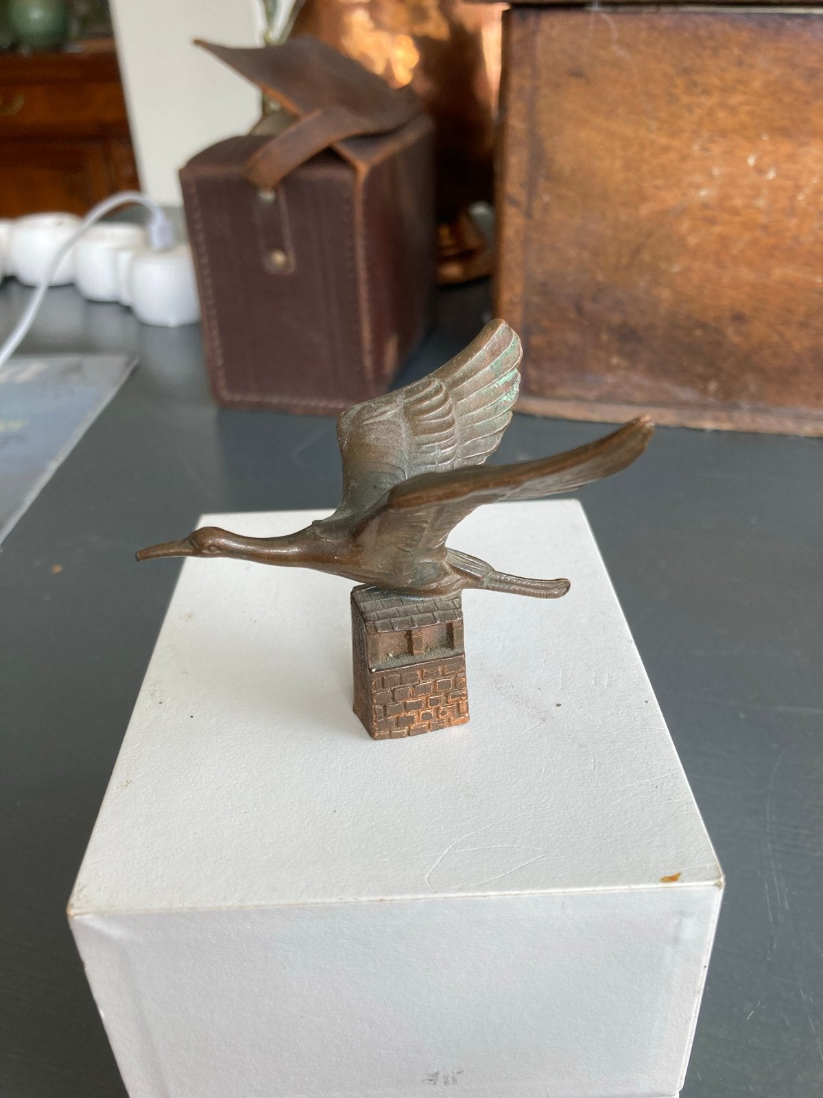 Vintage miniatuur Vliegende Gans Beeldje - Art Deco Stijl, Ophalen of Verzenden