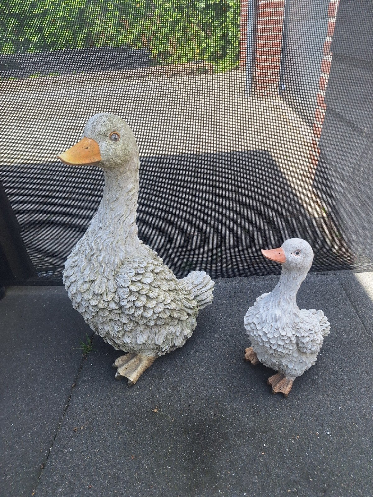 Ganzen tuinbeelden (set van moeder en jong), Ophalen, Gebruikt