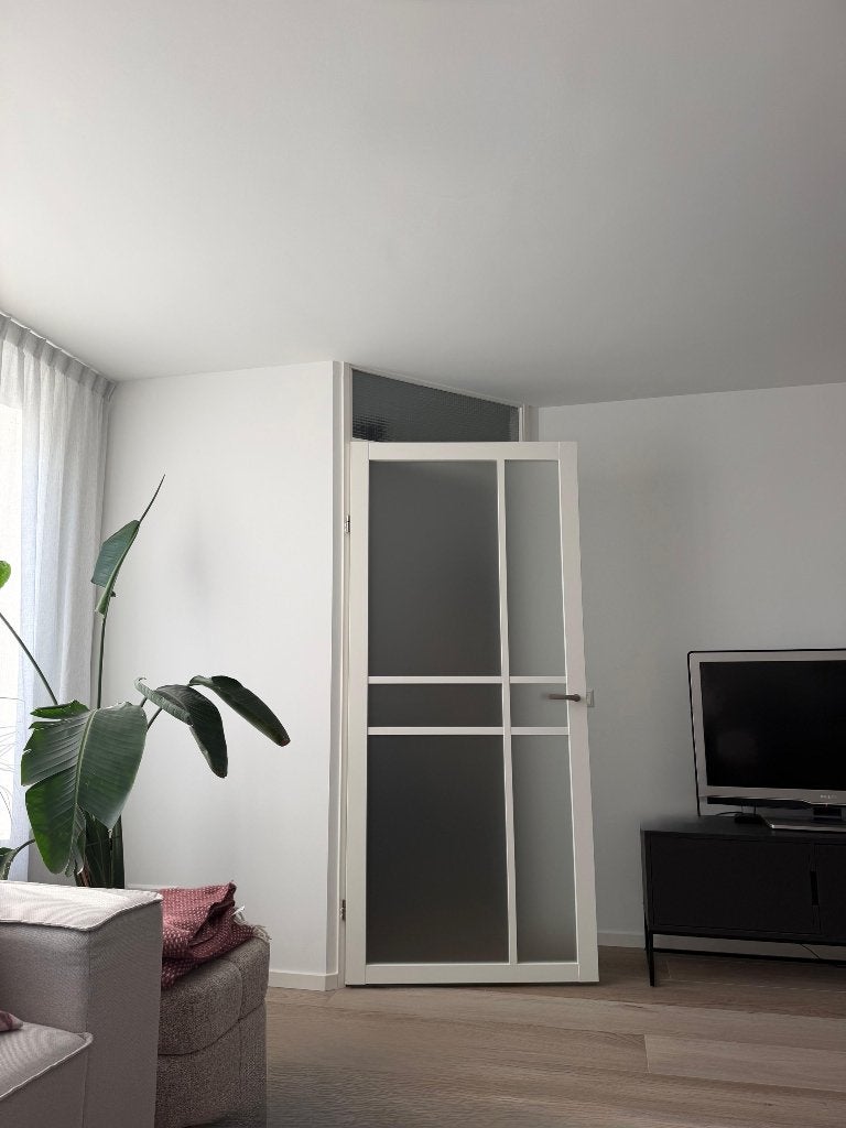 Opdek deur met melkglas te koop, Doe-het-zelf en Verbouw, Deuren en Horren, Ophalen, 80 tot 100 cm, Binnendeur, Nieuw