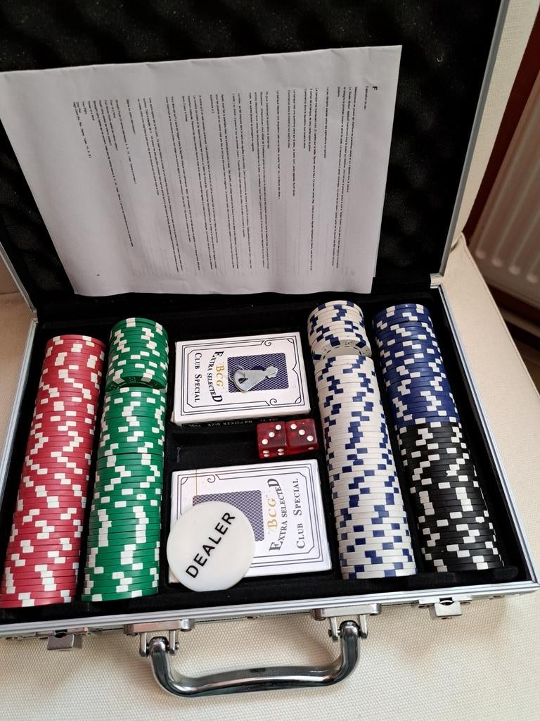 Nieuw Poker Spel in Luxe Koffer - Compleet met Fiches, Vijf spelers of meer, Ophalen of Verzenden, Nieuw