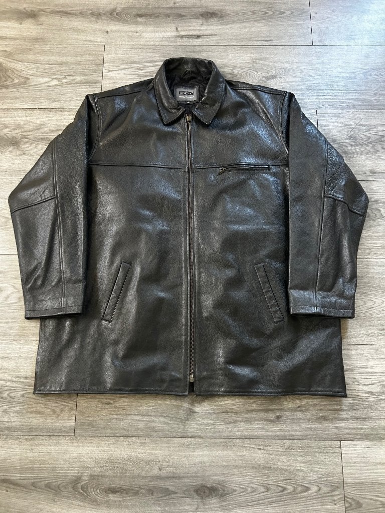 Leren jas, Zwart, Maat 56/58 (XL), Zo goed als nieuw, Aviatrix