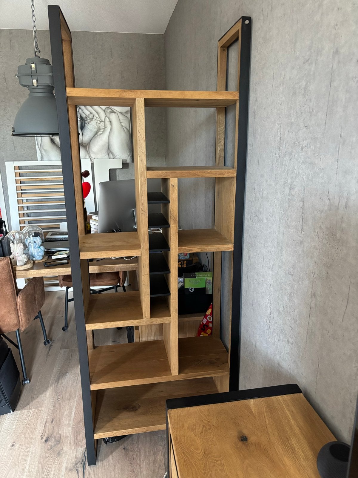 Henders en Hazel Metalo roomdivider eikenhout/metaal, Ophalen, Met plank(en), 200 cm of meer, Eikenhout