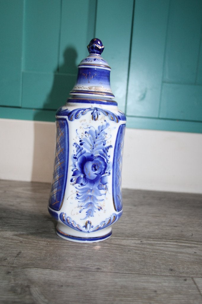 blauw witte kruik/ pot 24 cm, Antiek en Kunst, Ophalen of Verzenden