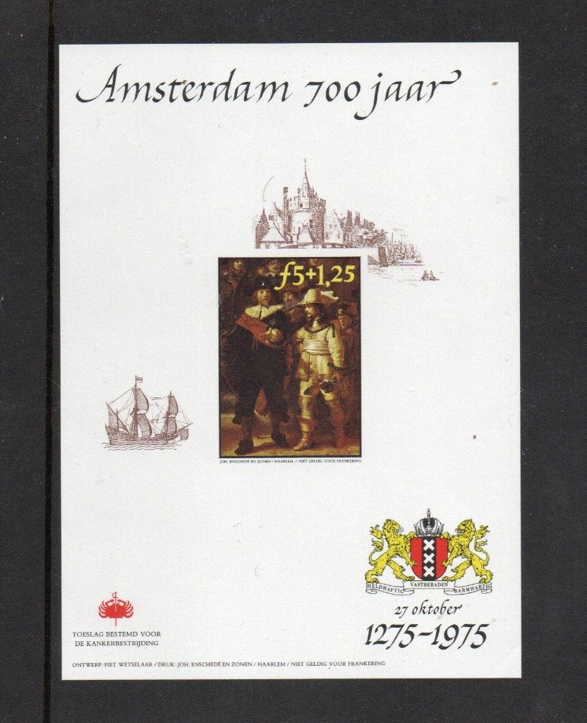 Amsterdam 700 jaar 2 postzegelvelletjes 1975, Verzamelen, Ophalen of Verzenden, 1960 tot 1980, Ongelopen, Stad of Dorp