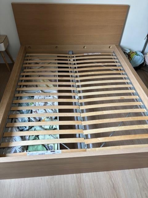 Ikea bed frame Luroy, Gebruikt, Bruin, Tweepersoons, Ophalen of Verzenden