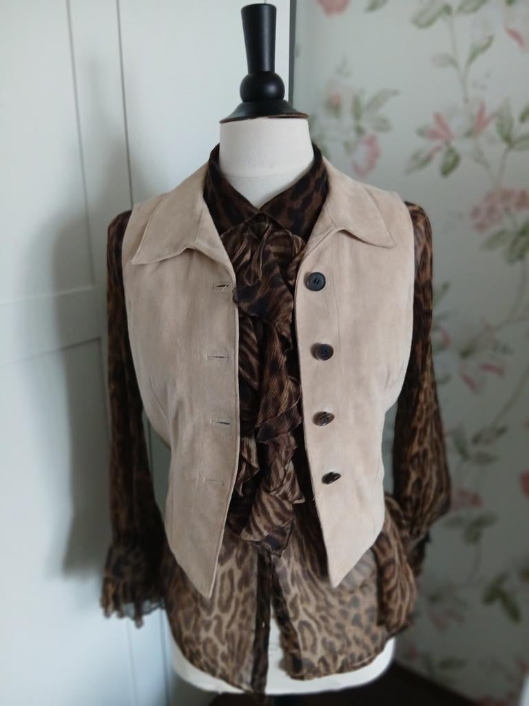 Echt leer suède gilet, maat 36/kleine 38, perfecte staat, Ophalen of Verzenden