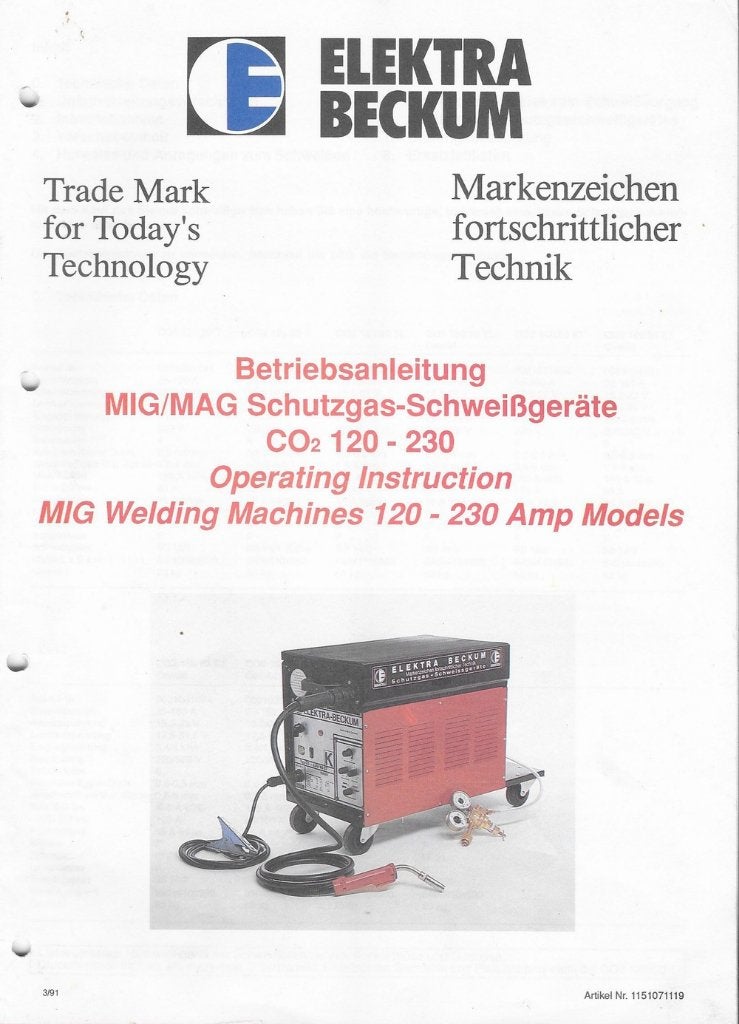 Electra Beckum mig/mag lasapparaat 120 / 20 T, Doe-het-zelf en Verbouw, Ophalen, Gebruikt, Minder dan 150 ampère, Co2