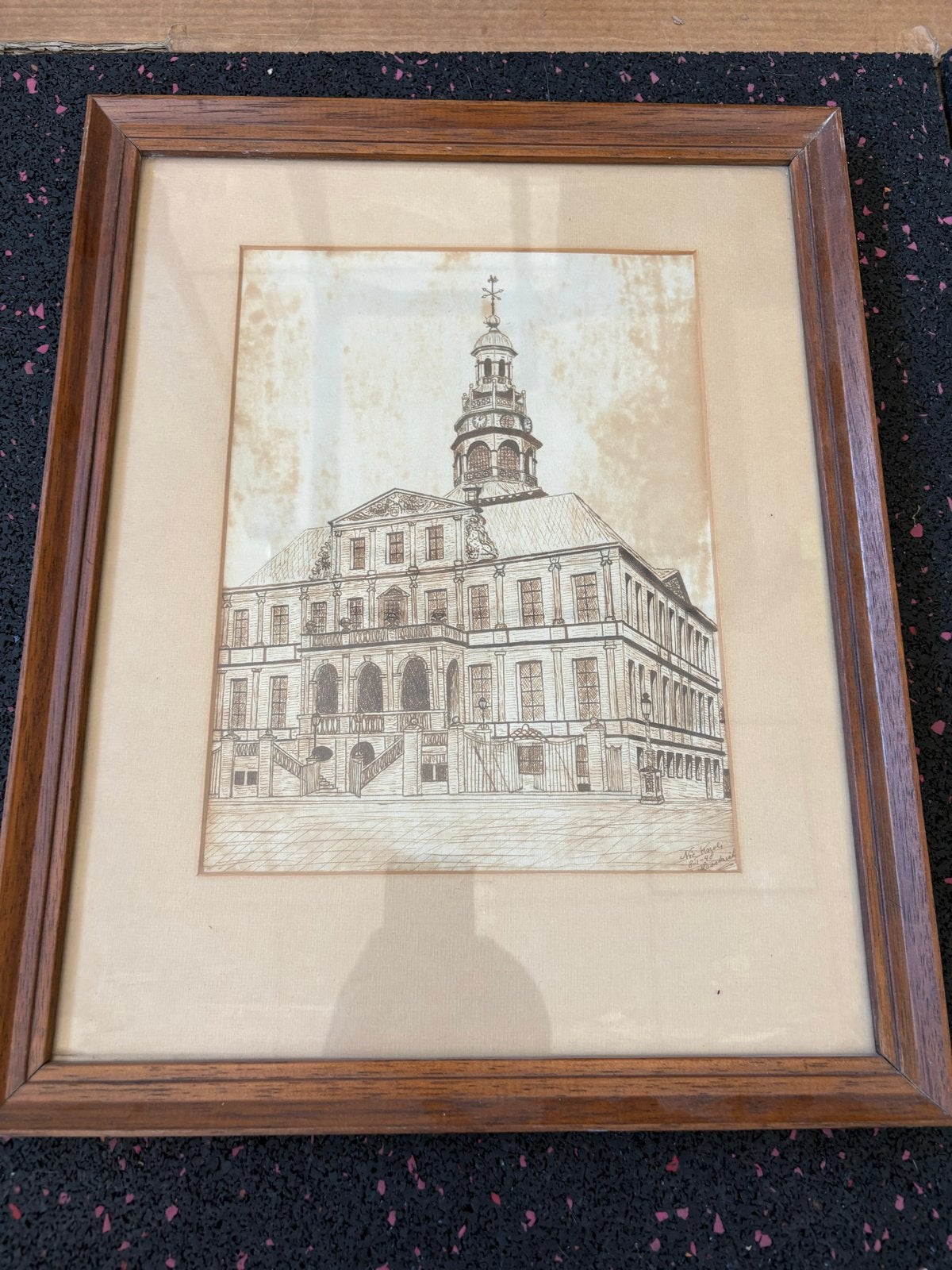 Oude pentekening Stadhuis Maastricht, gesigneerd Nic Knols, Antiek en Kunst, Kunst | Tekeningen en Foto's, Verzenden, Tekening