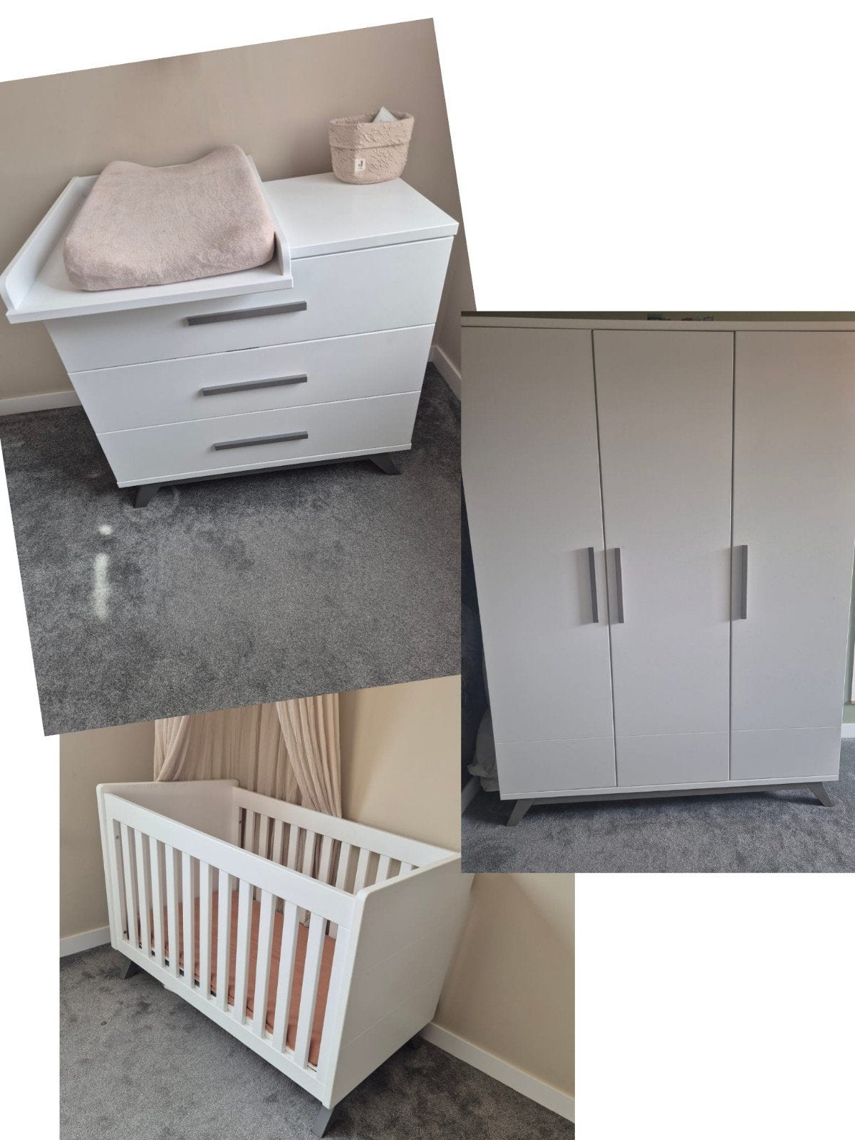 Bopita Levi Babykamer: Bed, Commode, Kledingkast, Ophalen, Zo goed als nieuw, Jongetje of Meisje