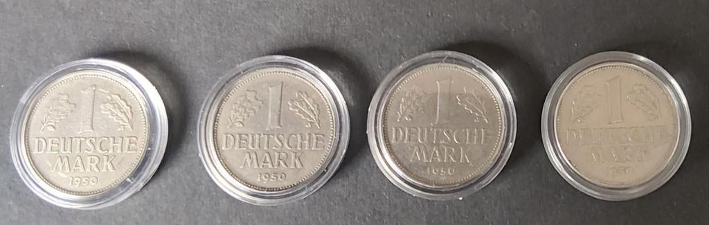 Bundesrepublik Deutschland 1 Deutsche Mark 1950 D/F/G/J, Verzenden, Duitsland, Losse munt