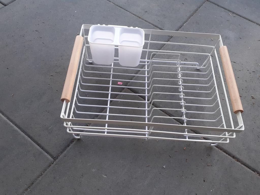 Wit afdruiprek met houten handvatten, Ophalen of Verzenden