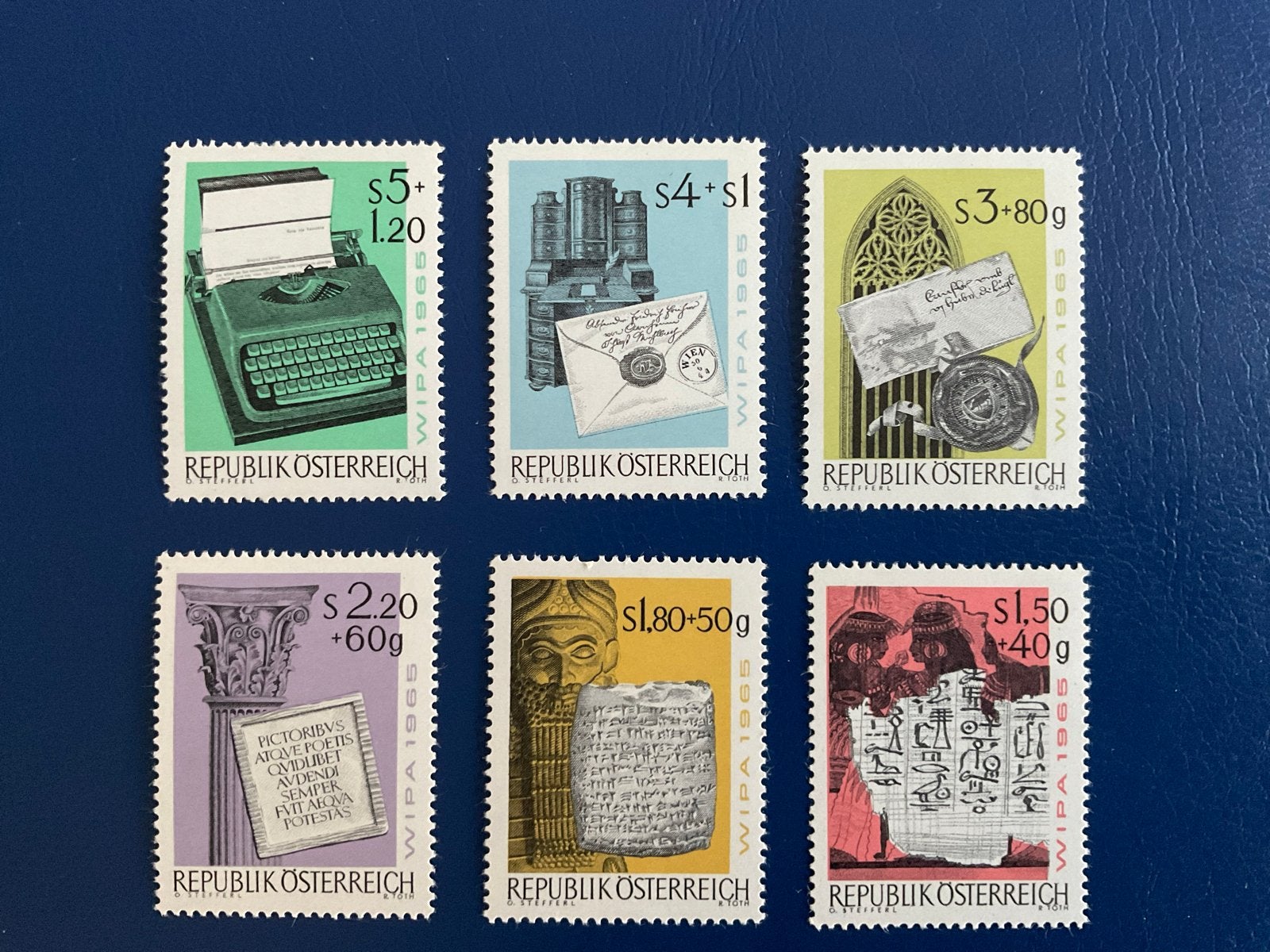 Oostenrijk WIPA 1965: Geschiedenis van het Schrift 6 zegels., Verzenden, Overige landen, Postfris