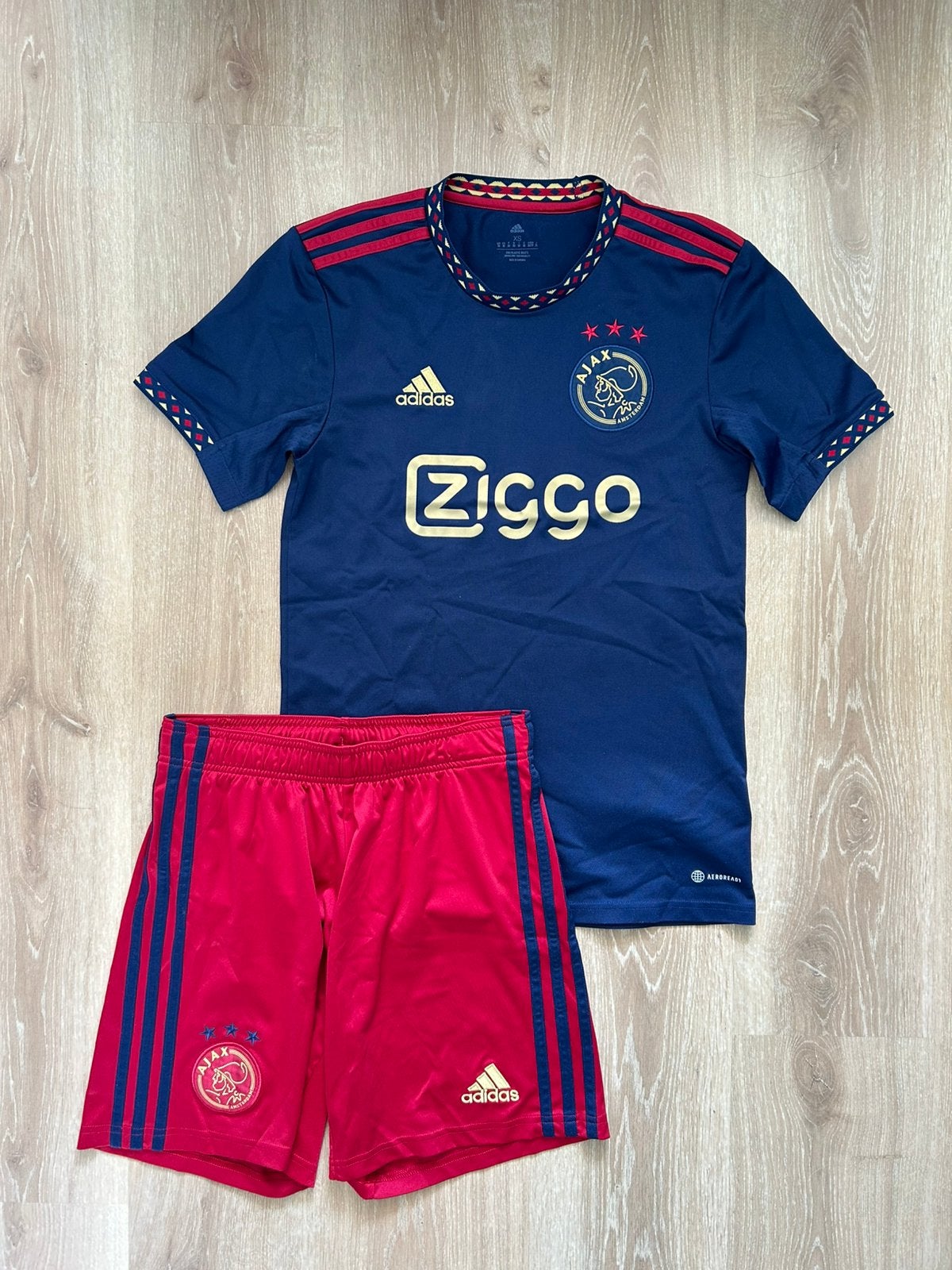 Ajax uittenue Adidas 22/23 maat XS/S, Blauw, Ophalen of Verzenden, Adidas, Gedragen