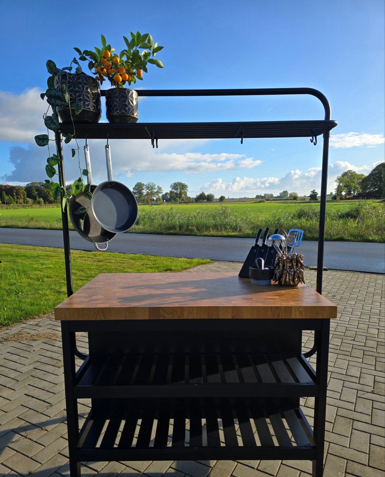 IKEA VADHOLMA Keukeneiland/Kookeiland met rek 126x79x90, Ophalen, 100 tot 150 cm, Zo goed als nieuw, Minder dan 100 cm