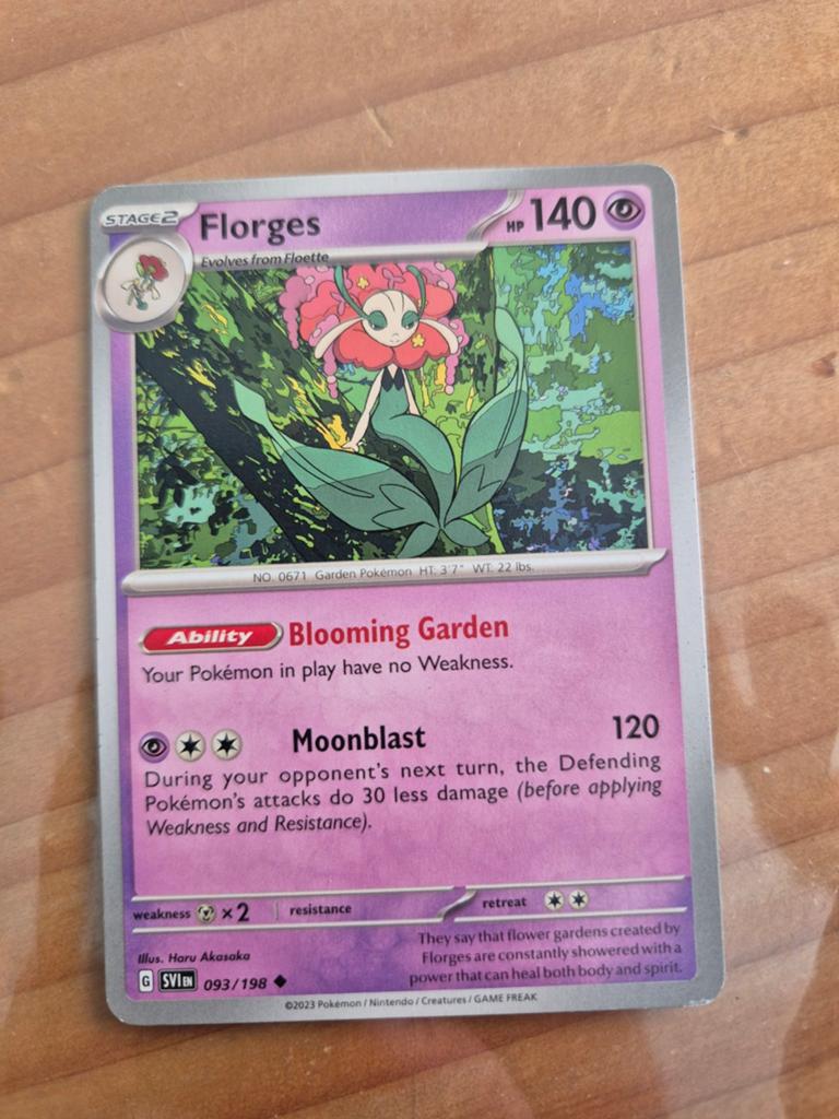 Pokémon Kaart: Florges 093/198 - Nieuwstaat, Ophalen of Verzenden, Zo goed als nieuw, Losse kaart