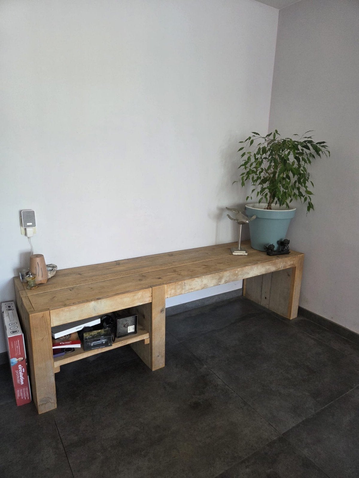 Steigerhouten televisiemeubel  200x22x22 cm, Ophalen, 150 tot 200 cm, Nieuw, Minder dan 100 cm