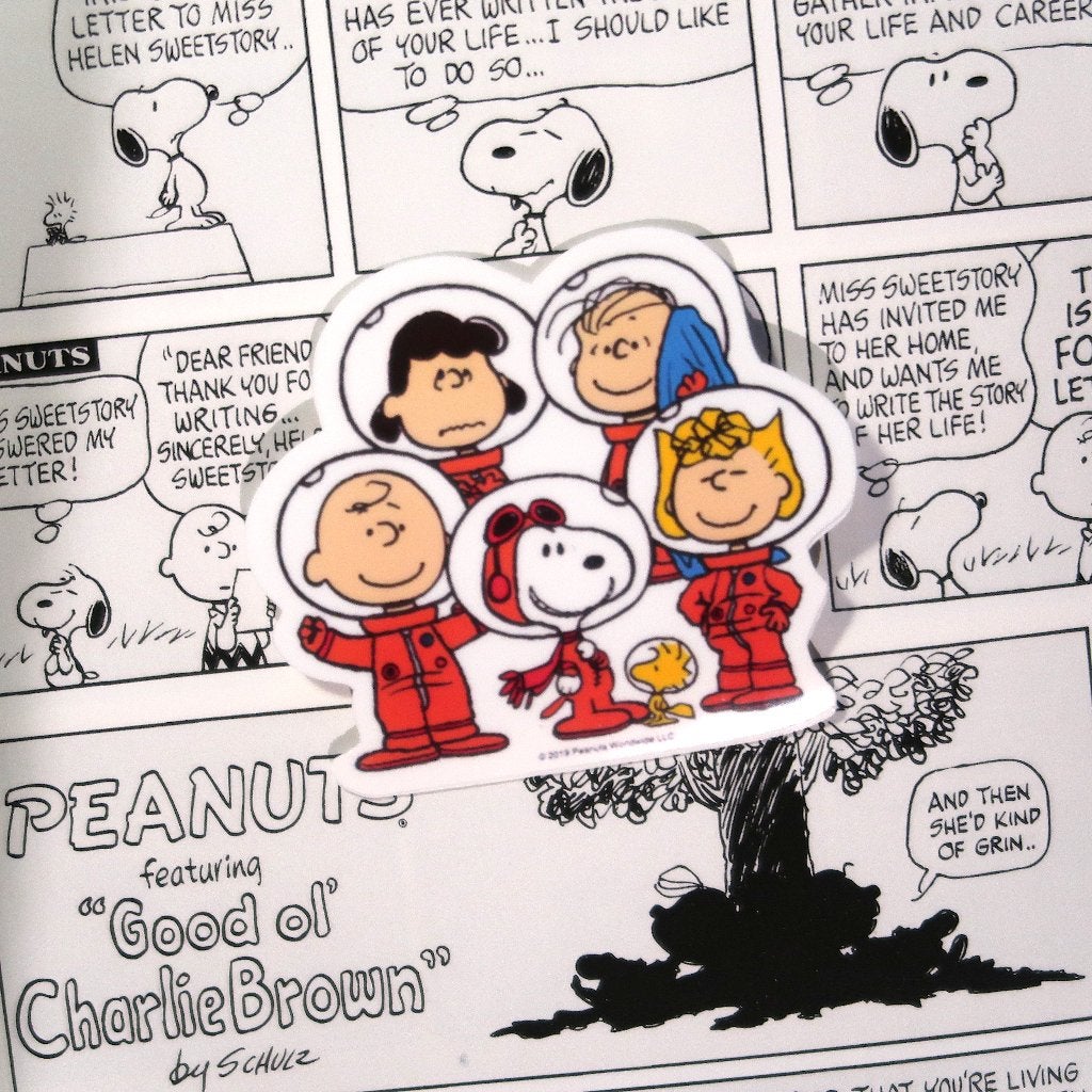Snoopy en Peanuts gang strips NASA astronaut sticker, Verzamelen, Stripfiguren, Verzenden, Snoopy, Nieuw, Plaatje, Poster of Sticker