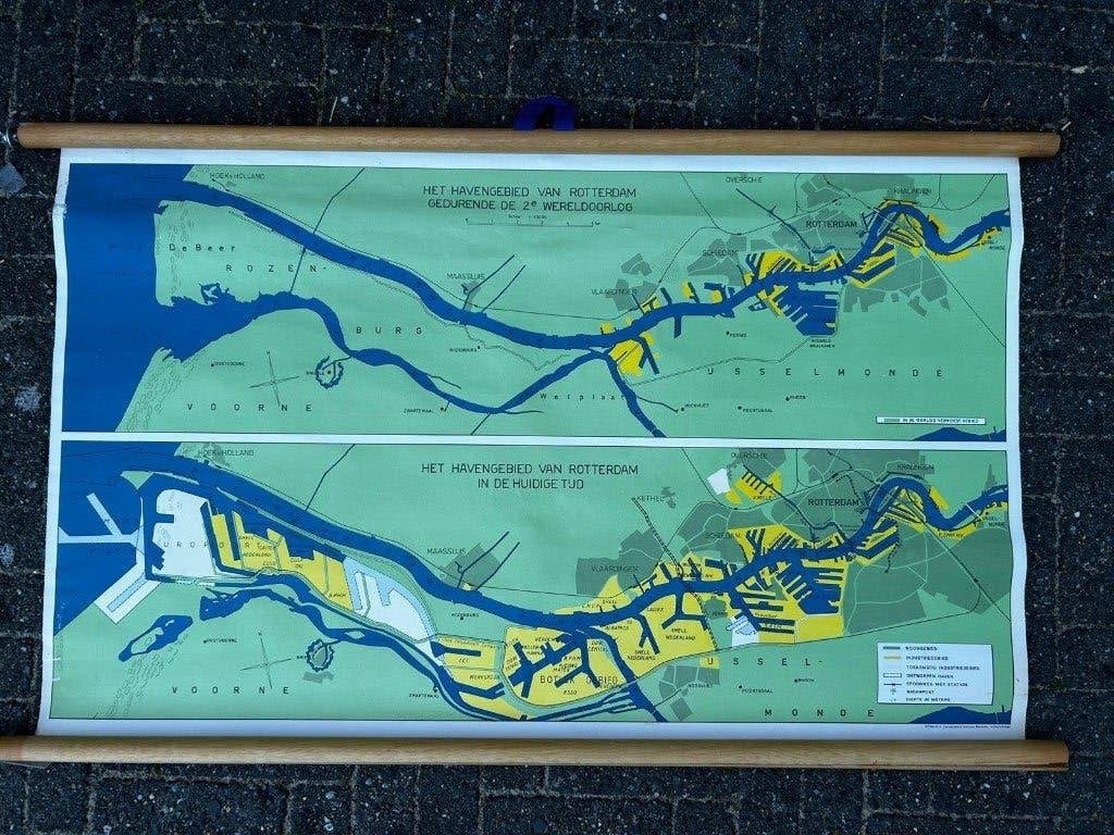 De haven van Rotterdam in 1945 en 1965, Antiek en Kunst, Ophalen of Verzenden, Aardrijkskunde