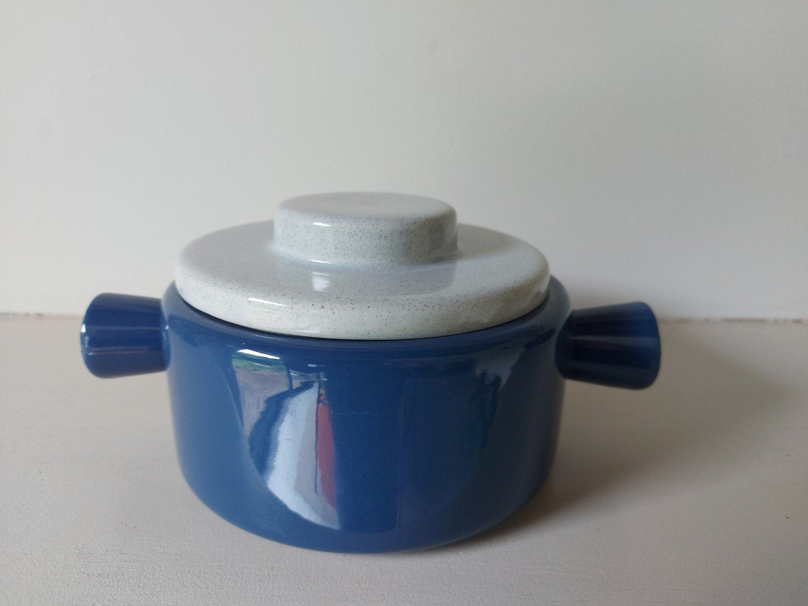 Vintage dekselschaal met houders Huizen Holland blauw, Ophalen of Verzenden, Huizen Holland, Nvt, Nvt