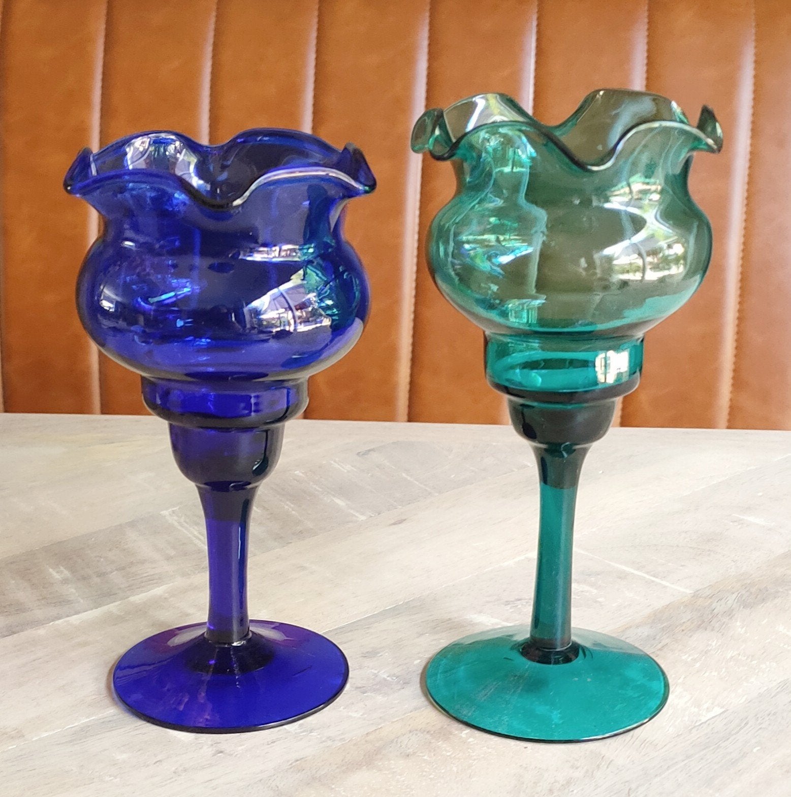 Glazen vaasjes / waxinelichthouders, Ophalen of Verzenden