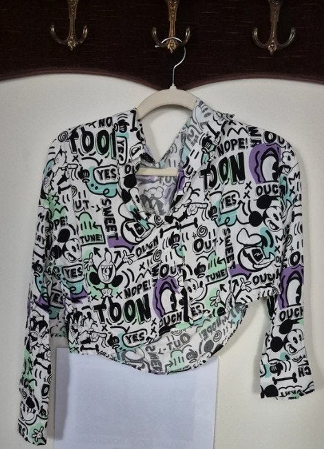 Disney x Bershka Mickey Mouse, Lange mouw, Roze, Maat 34 (XS) of kleiner, Gedragen