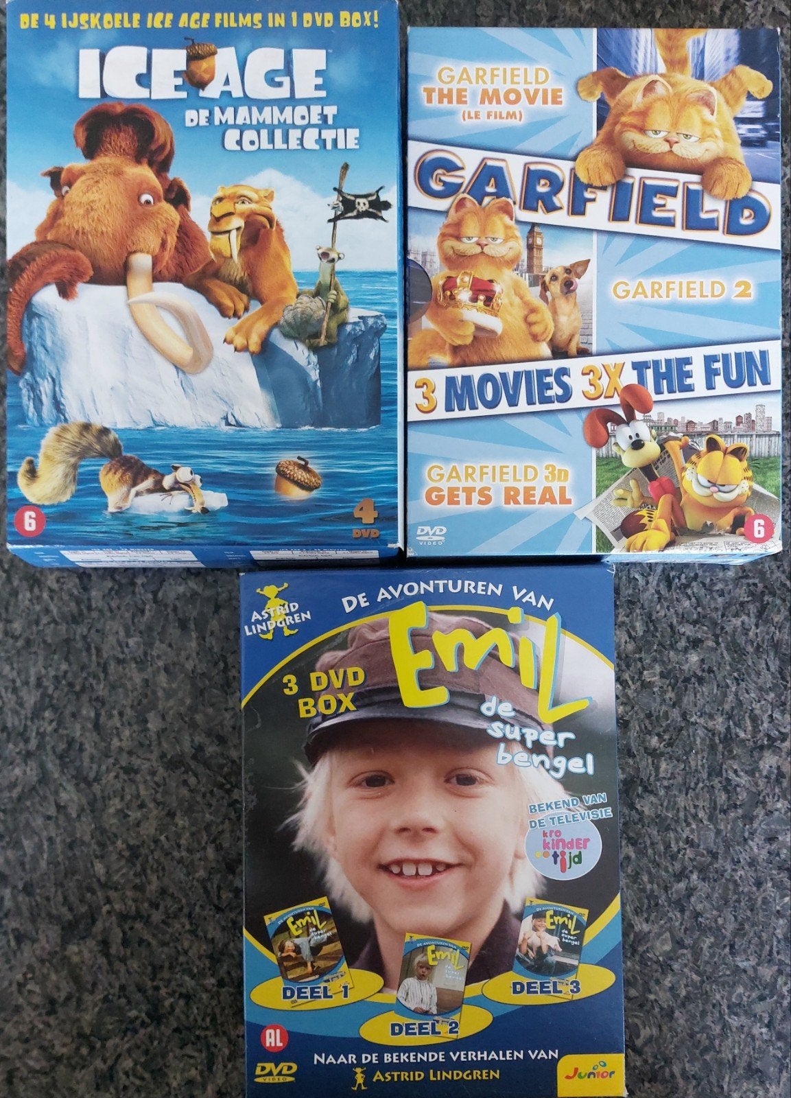 Dvd boxen Ice Age Garfield Emil, Ophalen of Verzenden