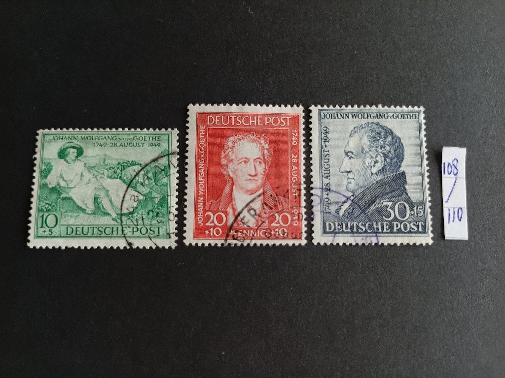 Duitse  geb.  Am./ Br. Zone,  Mi. nrs.  108-110,   Gest., Ophalen of Verzenden, Overige periodes, Gestempeld