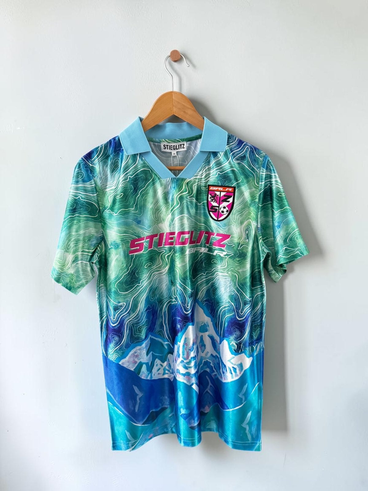 Stieglitz Pien voetball top blauw groen XS extra small 34, Blauw, Nieuw, Ophalen of Verzenden, Korte mouw